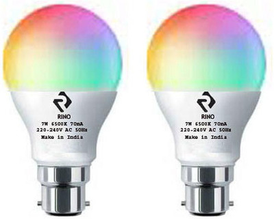 rino 7 W Basic Standard B22 LED Bulb(Multicolor, Pack of 2)