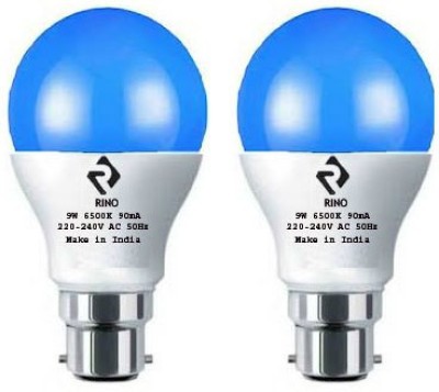 rino 9 W Standard B22 LED Bulb(Blue, Pack of 2)