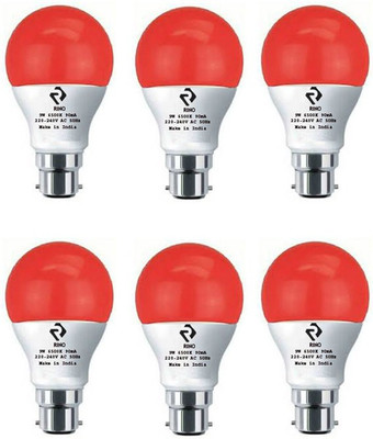 rino 9 W Basic Standard B22 LED Bulb(Red, Pack of 6)