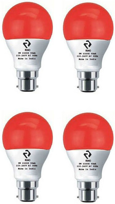 rino 9 W Basic Standard B22 LED Bulb(Red, Pack of 4)