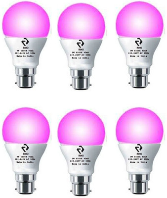 rino 9 W Basic Standard B22 LED Bulb(Pink, Pack of 6)