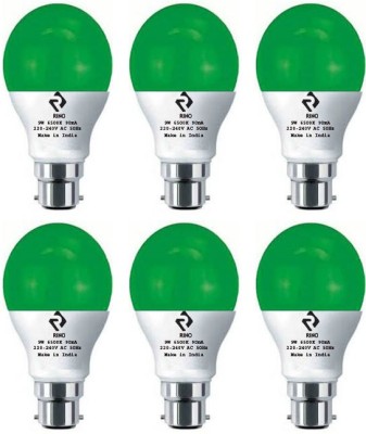 rino 9 W Basic Standard B22 LED Bulb(Green, Pack of 6)