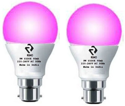 rino 9 W Basic Standard B22 LED Bulb(Pink, Pack of 2)