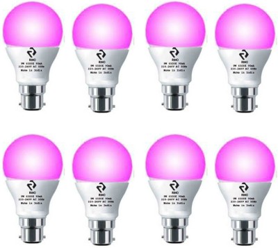 rino 9 W Standard B22 LED Bulb(Pink, Pack of 8)