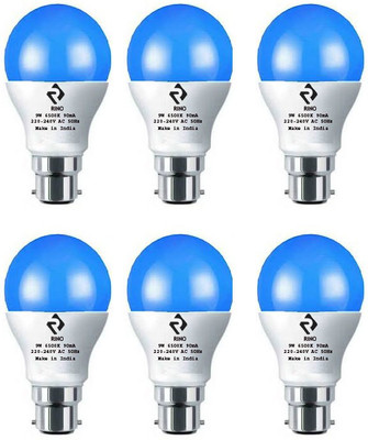 rino 9 W Basic Standard B22 LED Bulb(Blue, Pack of 6)