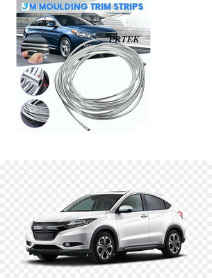 PRTEK Chrome Sticky Car Door Edge Scratch Guard Trim Molding Protector Cover U Shape Air Vent Edge Decoration(3 METER) 158 Car Beading Roll For Window, Bumper(5 m)