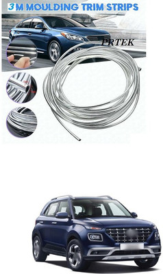 PRTEK Chrome Sticky Car Door Edge Scratch Guard Trim Molding Protector Cover U Shape Air Vent Edge Decoration(3 METER) a187 Matte, Glossy, Chrome Hyundai Tucson Front Garnish