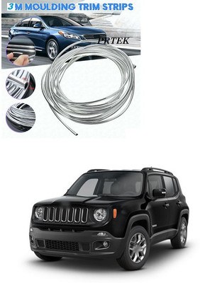 PRTEK Chrome Sticky Car Door Edge Scratch Guard Trim Molding Protector Cover U Shape Air Vent Edge Decoration(3 METER) 195 Car Beading Roll For Window, Bumper(5 m)