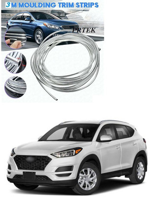 PRTEK Chrome Sticky Car Door Edge Scratch Guard Trim Molding Protector Cover U Shape Air Vent Edge Decoration(3 METER) a186 Matte, Glossy, Chrome Hyundai Tucson Front Garnish