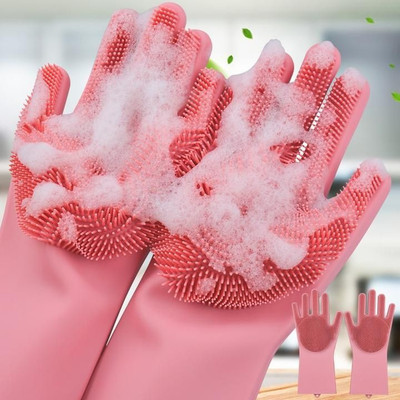 Om Overseas Silicon Hand Gloves Wet and Dry Glove(Free Size)