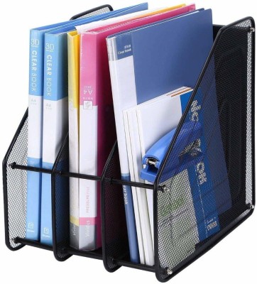 PAVITYAKSH 3 Compartments metal desk organizer(Black)