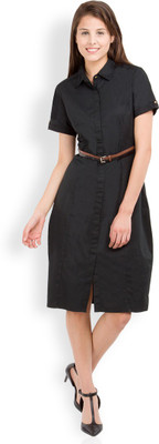Tokyo Talkies Women A-line Black Midi/Calf Length Dress