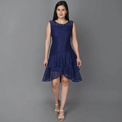 Fashion Ritmo Women High Low Blue Dress