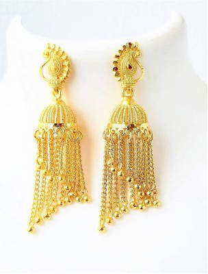 Aadiyatri Aadiyatri Gold Plated Partywear Bridal Festive Dazzle Jhumki Earrings for women & Girls Brass Jhumki Earring