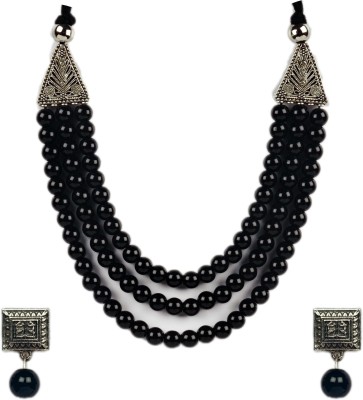 Rupkutir Oxidised Silver, Glass Black Jewellery Set(Pack of 1)