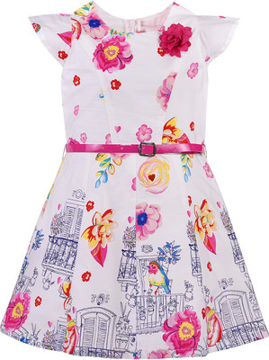 Wishkaro Baby Girls Midi/Knee Length Casual Dress(Multicolor, Cap Sleeve)