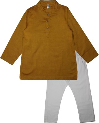 KiddoPanti Boys Festive & Party Kurta and Pyjama Set(Yellow Pack of 1)