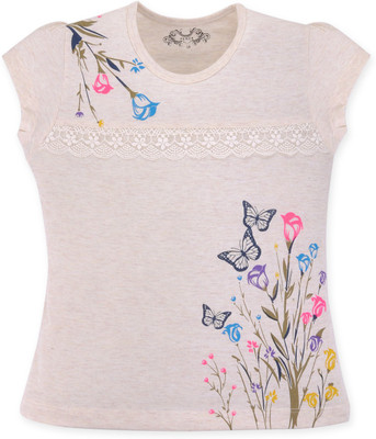 Femea Girls Casual Cotton Blend Top(Beige, Pack of 1)
