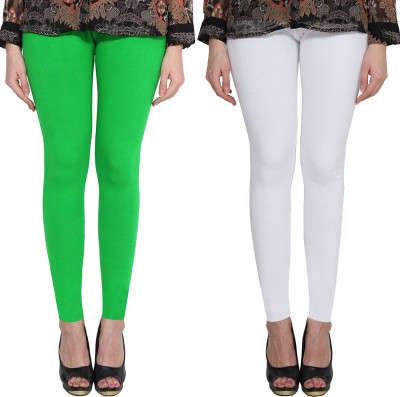 Clarita Ankle Length Ethnic Wear Legging(Light Green, White, Solid)