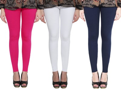 Clarita Ankle Length Ethnic Wear Legging(Pink, White, Dark Blue, Solid)