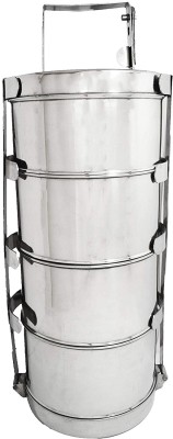 EGLOB Stainless Steel Jumbo 4 Tier Picnic Lunch/Tiffin Box, 23 inch, Silver 4 Containers Lunch Box(4000 ml)