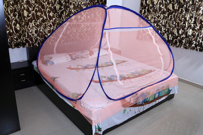 RIDDHI Polyester Adults Washable c-tent_badami Mosquito Net(Peach, Tent)
