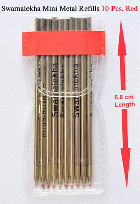 Swarnalekha Mini Metal 6.8 cm. Length RED Ball Pen Refill(Pack of 10, Ink Color - Red)