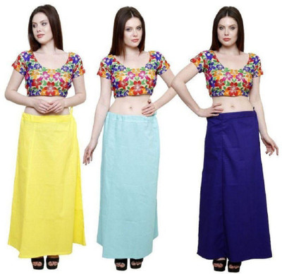 trendzmy PT_yellow_skyblue_blue_packof3_1 Pure Cotton Petticoat(Free)