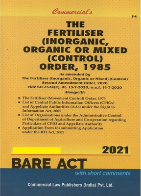 Commercial's THE FERTILISER ( INORGANIC, ORGANIC OR MIXED ) CONTROL, ORDER, 1985 - Bare Act 2021 Edition(Paperback, bare act)