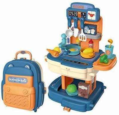 KGINT 34 Piece School Bag Packing Pretend Play Cooking Game Modern Children Kitchen Set