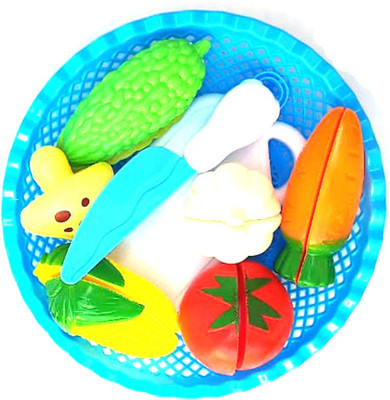 wheelcart Realistic slice able,Cutting fruits & vegetables,cutting toy set for Kids (15 PCS.)