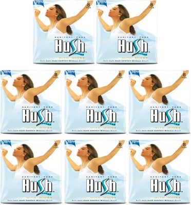 Hush 280 mm Ultra Thin Sanitary Napkins with wings - 7 pcs,Pack of 8 Sanitary Pad(Pack of 56)