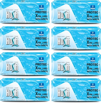 Hush Protec 280 mm Straight Napkins with wings - 7 pcs,Pack of 8 Sanitary Pad(Pack of 56)