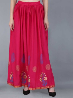 raj-rajeshwari collection Printed Women Pleated Pink Skirt