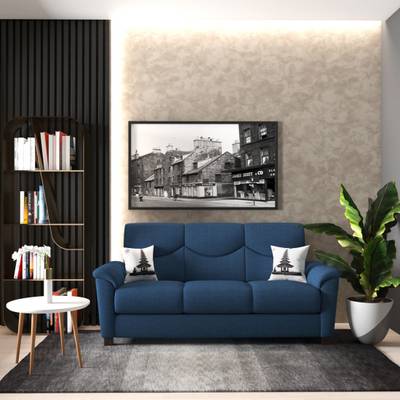 Home Komforts BALI Fabric 3 Seater  Sofa  (Finish Color - Royal Blue, Knock Down)