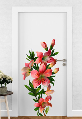 DivineDesigns 51 cm Flowers Lilly Self Adhesive Sticker(Pack of 1)