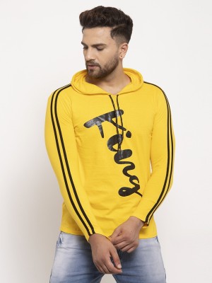 Ronit Graphic Print Men Hooded Neck Yellow T-Shirt