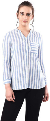 SELFYS Casual Full Sleeve Striped Women White, Blue Top