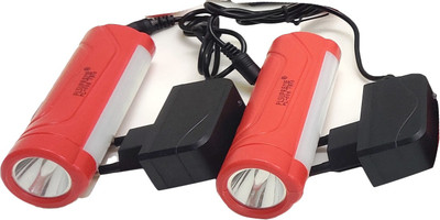 CTB PLSUPREME Combo Of 2 Pcs PL-006 3 Watt LED Rechargeable Torch With 1400 mAh Lithium Battery-Red Torch(Red, 10 cm, Rechargeable)