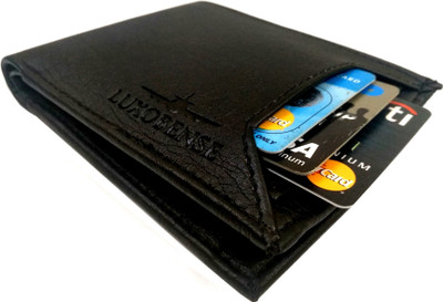 LUXOBENSE Men Black Artificial Leather Wallet(8 Card Slots)