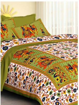 BRIJSHIKHA ENTERPRISES 180 TC Cotton Double Printed Flat Bedsheet(Pack of 1, Multicolor)