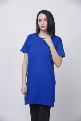AG apparel Solid Women Round Neck Blue T-Shirt