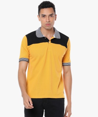 CAMPUS SUTRA Colorblock Men Polo Neck Yellow T-Shirt