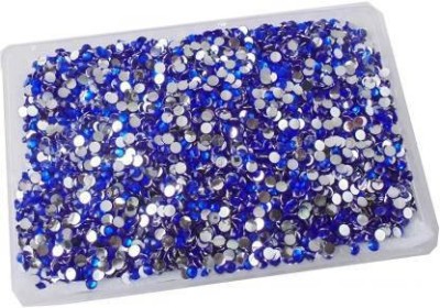 Crafto 4mm Blue Round Shape Resin Stone, chandla Sitara Stone 50 gm Box,for Jewellery Making Art and Craft DIY kit, Glitter Sequince Rhinestones Beads Dress Making Material