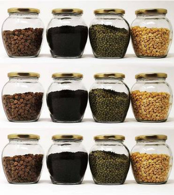 Avora Glass Grocery Container  - 350 ml(Pack of 12, Clear)