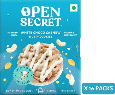OPEN SECRET White choco Cashew- 16 TB Cookies Biscuit(16 x 25 g)