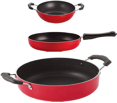 NIRLON FP11_KD10_CS24 Non-Stick Coated Cookware Set(PTFE (Non-stick), Aluminium, 3 - Piece)