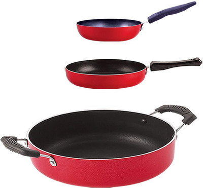 NIRLON FP10_VG_CS24 Non-Stick Coated Cookware Set(PTFE (Non-stick), Aluminium, 3 - Piece)
