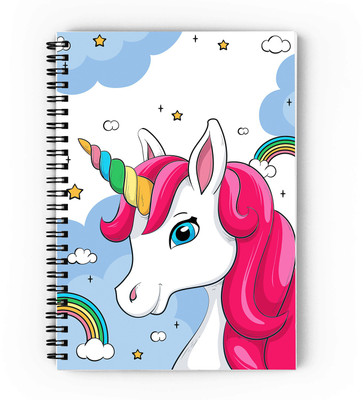 epheriwala White Unicorn Pattern A5 Notebook Unruled 160 Pages(Multicolor)