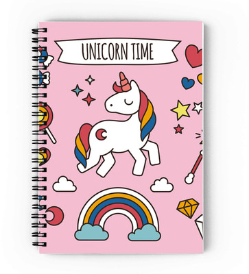 epheriwala Magical Unicorn Spiral Notebook A5 Notebook No 160 Pages(Pink, Red)